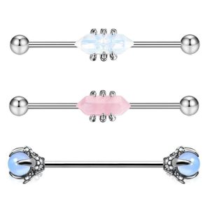 Stone Clasp Industrial Earring Stainless Steel Transparent Palm Earring Ear Bridge Jewelry