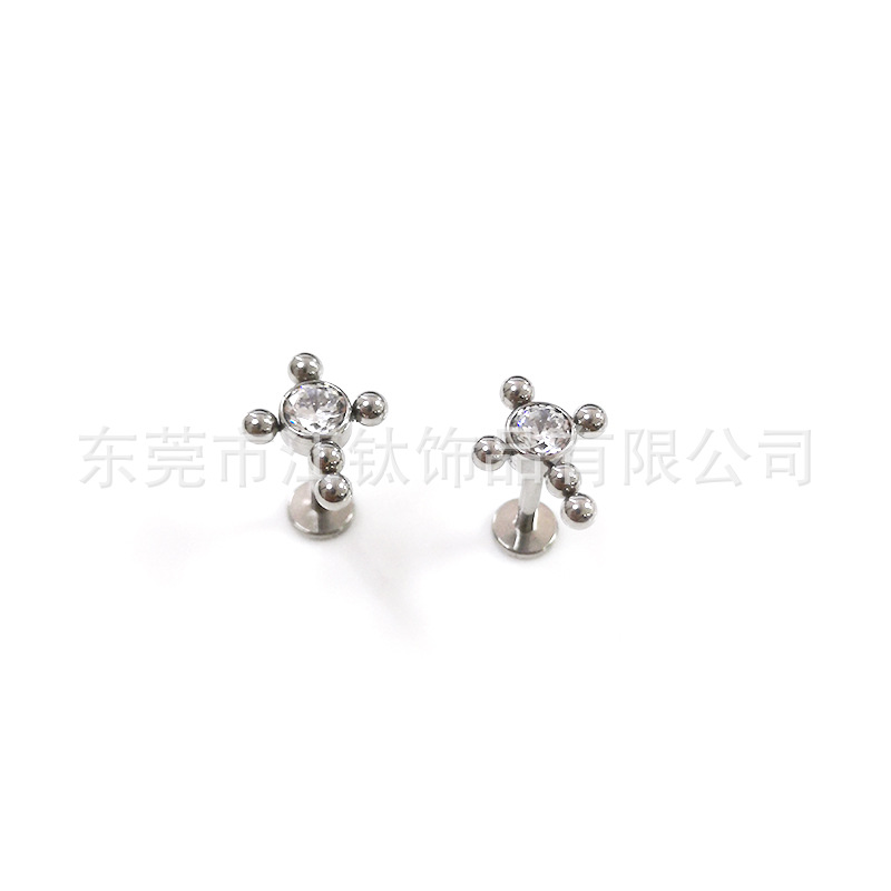 F136 Titanium Cross Earrings with 5A Zircon - G23 Titanium Alloy Cartilage Stud Ear Nails for Women Men - Image 5