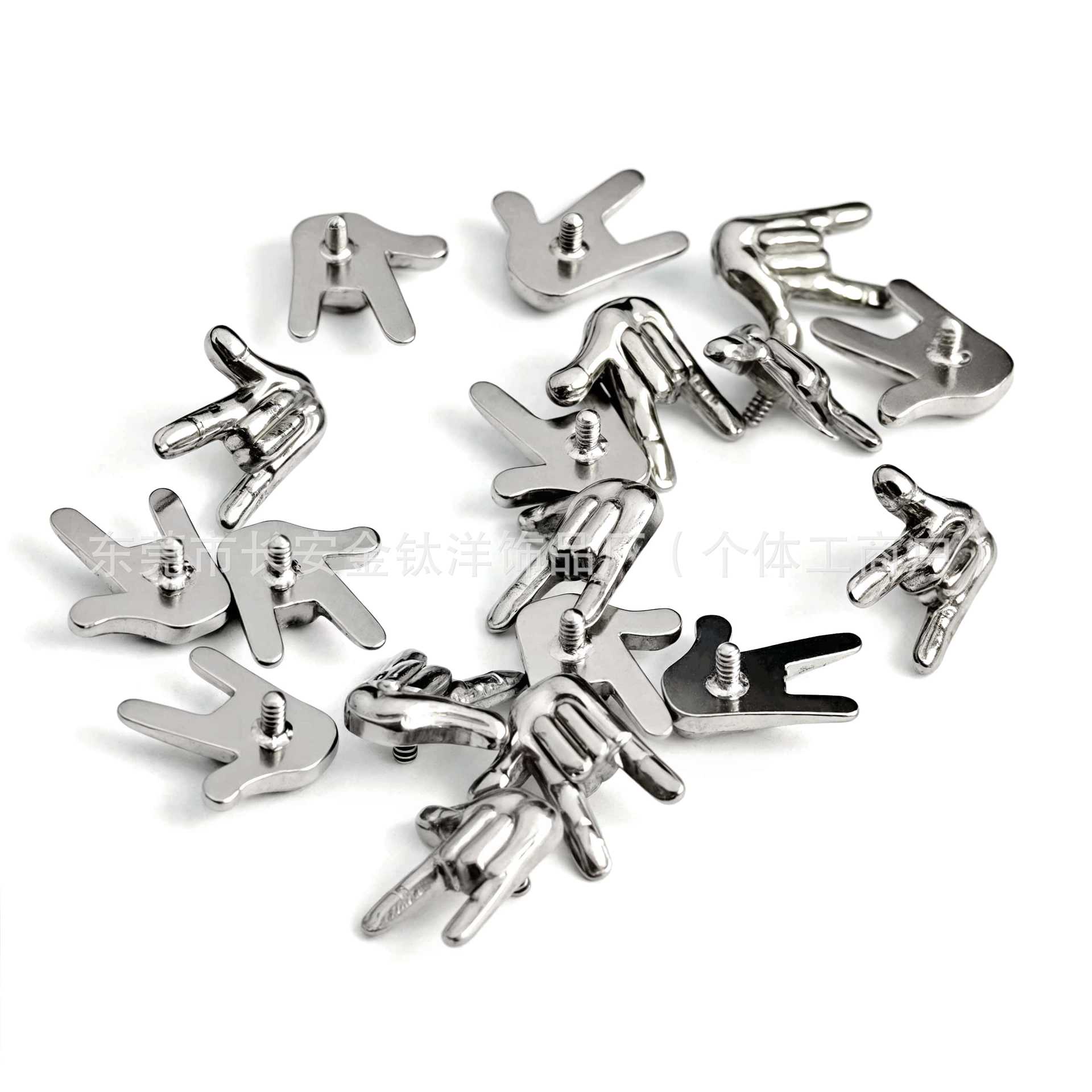 F136 Titanium Rock Gesture Funny Earring Nose Nail Lip Nail Ear Bone Nail G23 Titanium Alloy Body Piercing Jewelry - Image 4