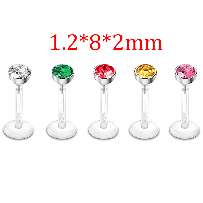 5 Sets Acrylic Star Lip Nail Ear Bone Nail T-Shaped Eyebrow Nail Nose Piercing Jewelry Stainless Steel Inner Outer Teeth - Image 3