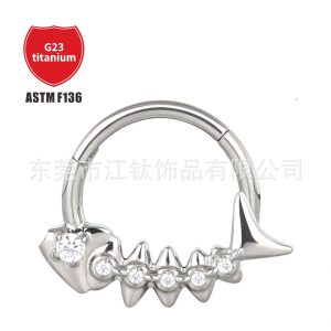 Titanium Nose Ring Fishbone Zircon Closed Ring G23 ASTM F136 Body Piercing Jewelry Earrings