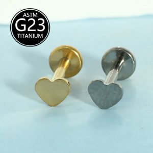 G23 Titanium Lip Piercing Heart Stud Internal Thread 6-10mm Replacement Rod for Piercing Jewelry