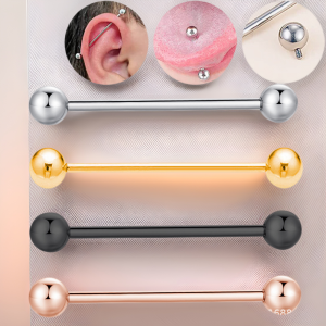 F136 Titanium Rose Gold 5mm Tongue Barbell 1.2mm Straight Internally Threaded Piercing Jewelry for Tongue Lip Eyebrow