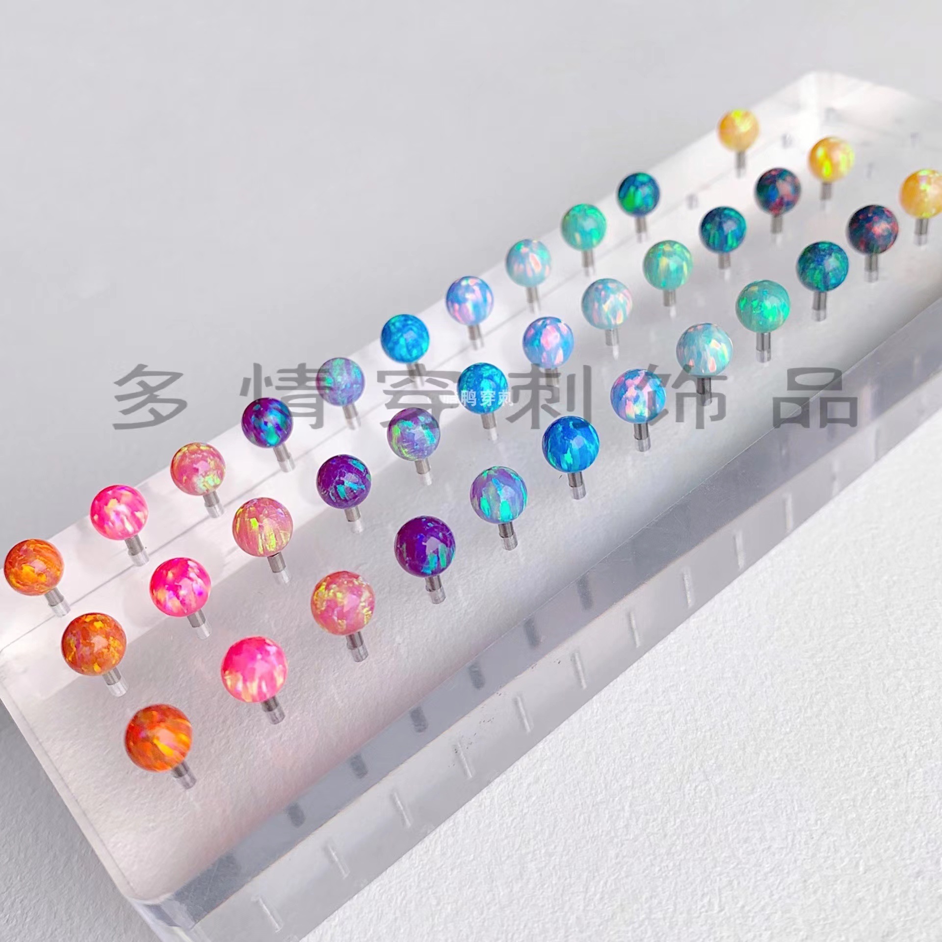 Opal Tongue Barbell 12mm Bar 1.6mm Gauge 5mm Ball Titanium Steel Tongue Ring for Oral Piercing - Image 2