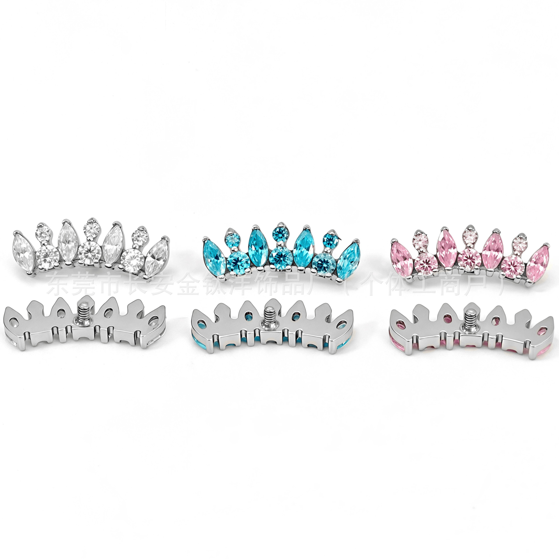 F136 Titanium Internal Thread Full Diamond Crown Zircon Earrings Cochlear Nail Ear Bone Nail G23 Titanium Alloy Piercing Jewelry - Image 5