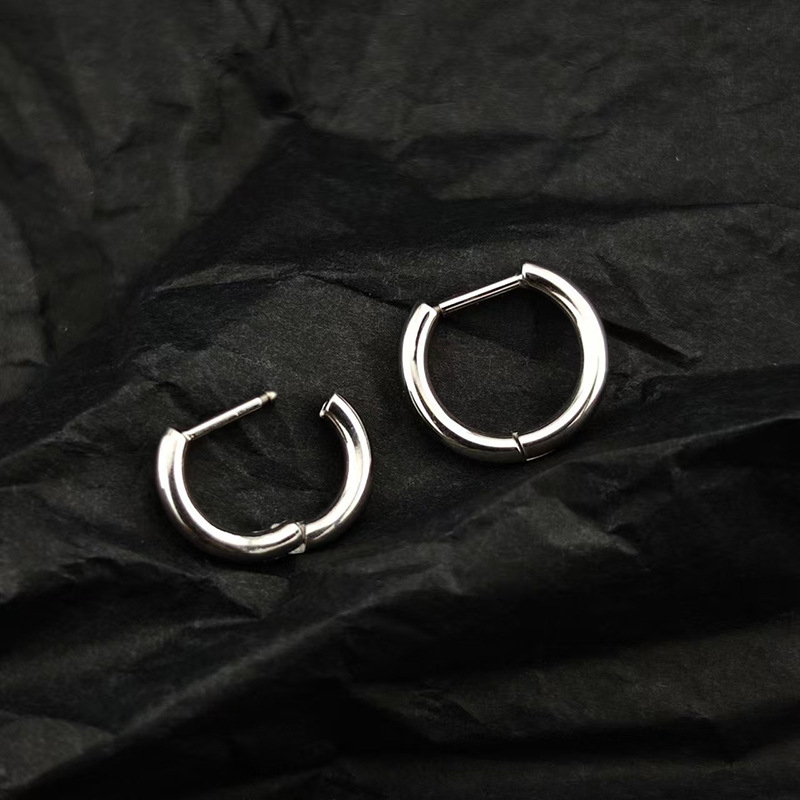 F136 Titanium Alloy Straight Needle Earrings D-Ring Nose Ring Ear Clip Polished D-Shaped Ear Studs Hoops Cartilage Rings - Image 4