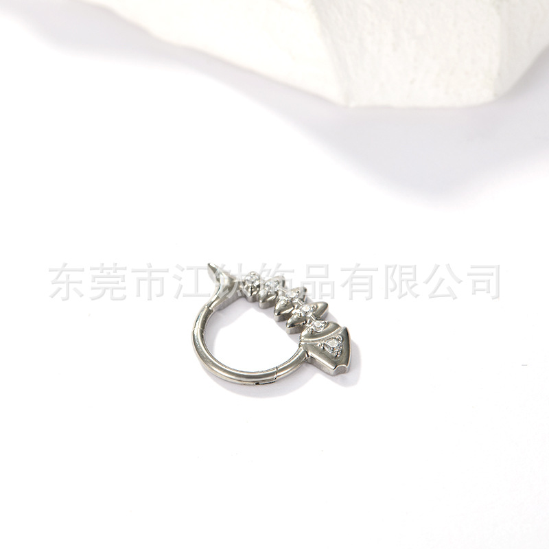 Titanium Nose Ring Fishbone Zircon Closed Ring G23 ASTM F136 Body Piercing Jewelry Earrings - Image 5