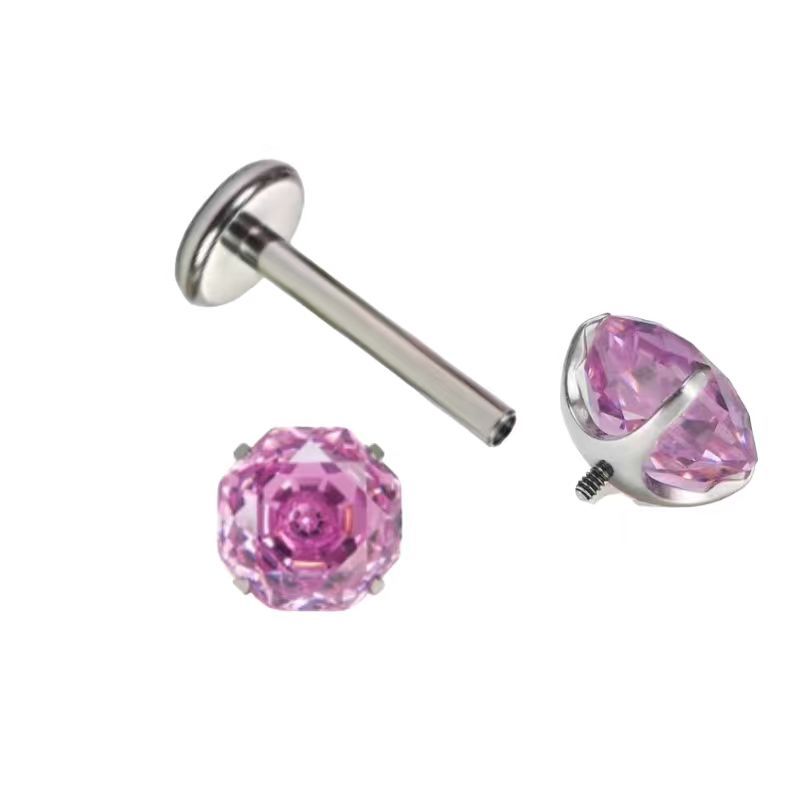 F136 Titanium Alloy Eight-Sided Rose Cut Ear Studs for Cartilage Helix Tragus Body Piercing Jewelry - Image 3