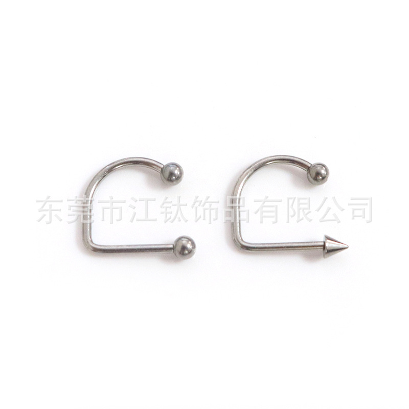 F136 Titanium Lip Nail U-Shaped Lip Ring Ball Spike Cone Nose Ring G23 Titanium Alloy Body Piercing Jewelry - Image 5