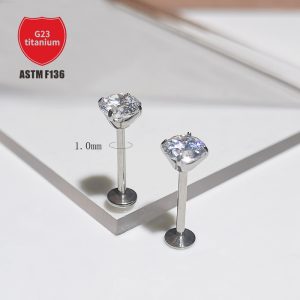 G23 Titanium Lip Piercing Jewelry 5A Zircon Claw Setting Ear Bone Nail Lip Nail