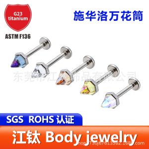 G23 Titanium Ear Cartilage Stud with Swarovski Crystal Cone