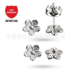 G23 Titanium Ear Bone Nail Flower Butterfly Ear Stud Cartilage Piercing Jewelry