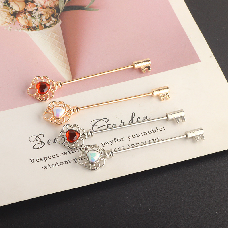 Industrial Barbell Ear Cartilage Earring Love Key Long Rod Ear Nail Jewelry Stainless Steel CZ - Image 2