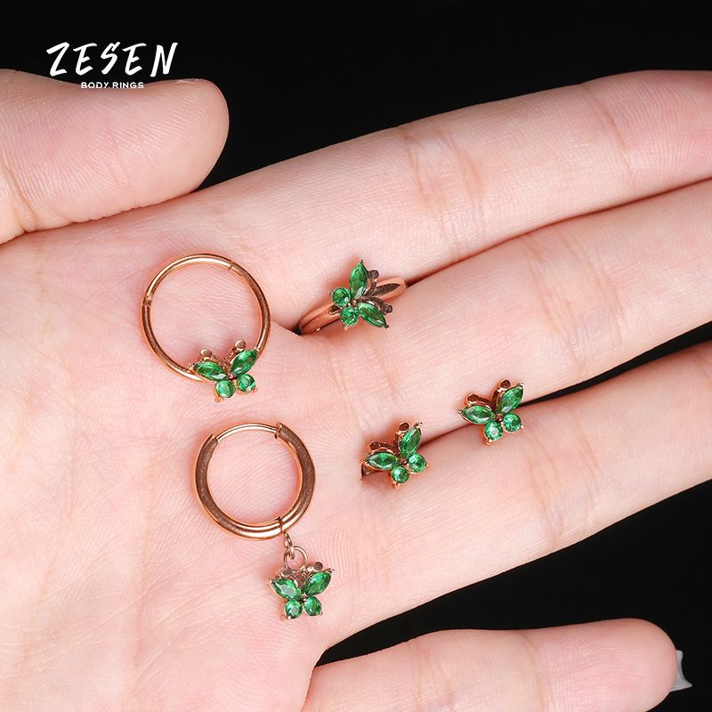 Zesen High Quality Zircon Stainless Steel Stud Earrings Butterfly Design All-match Ear Jewelry - Image 3