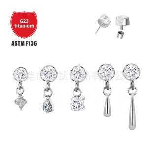 G23 Titanium Ear Stud Welding Ring Pendant Cartilage Piercing Jewelry Earring