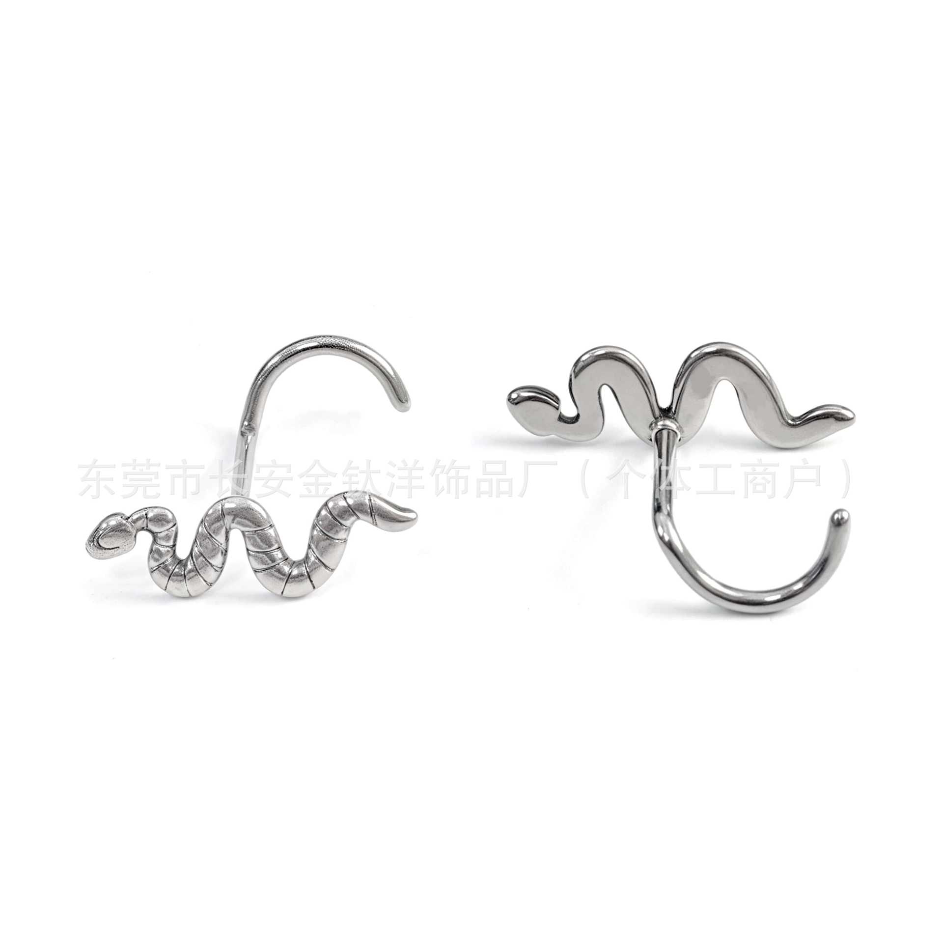 F136 Titanium Integrated Snake-Shaped Nose Stud Nose Ring Ear Bone Stud Earring G23 Titanium Alloy Body Piercing Jewelry - Image 4