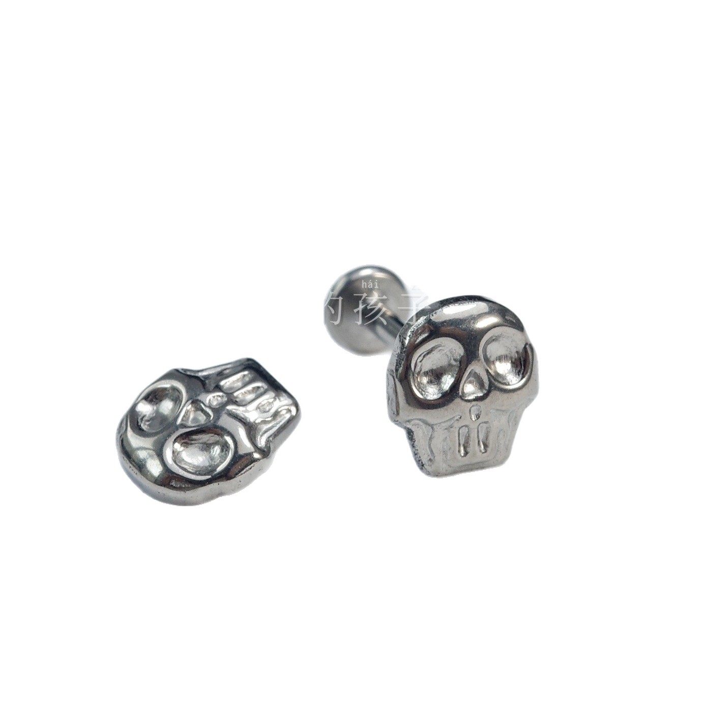 F136 Titanium Small Skull Ear Studs Lip Studs Internally Threaded Quirky Niche Body Jewelry - Image 5