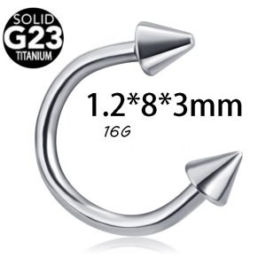 G23 Titanium Alloy External Thread Double Round Ball Curved Barbell CBR Tongue Nipple Septum Nose Ring Multi-Purpose Body Piercing Jewelry