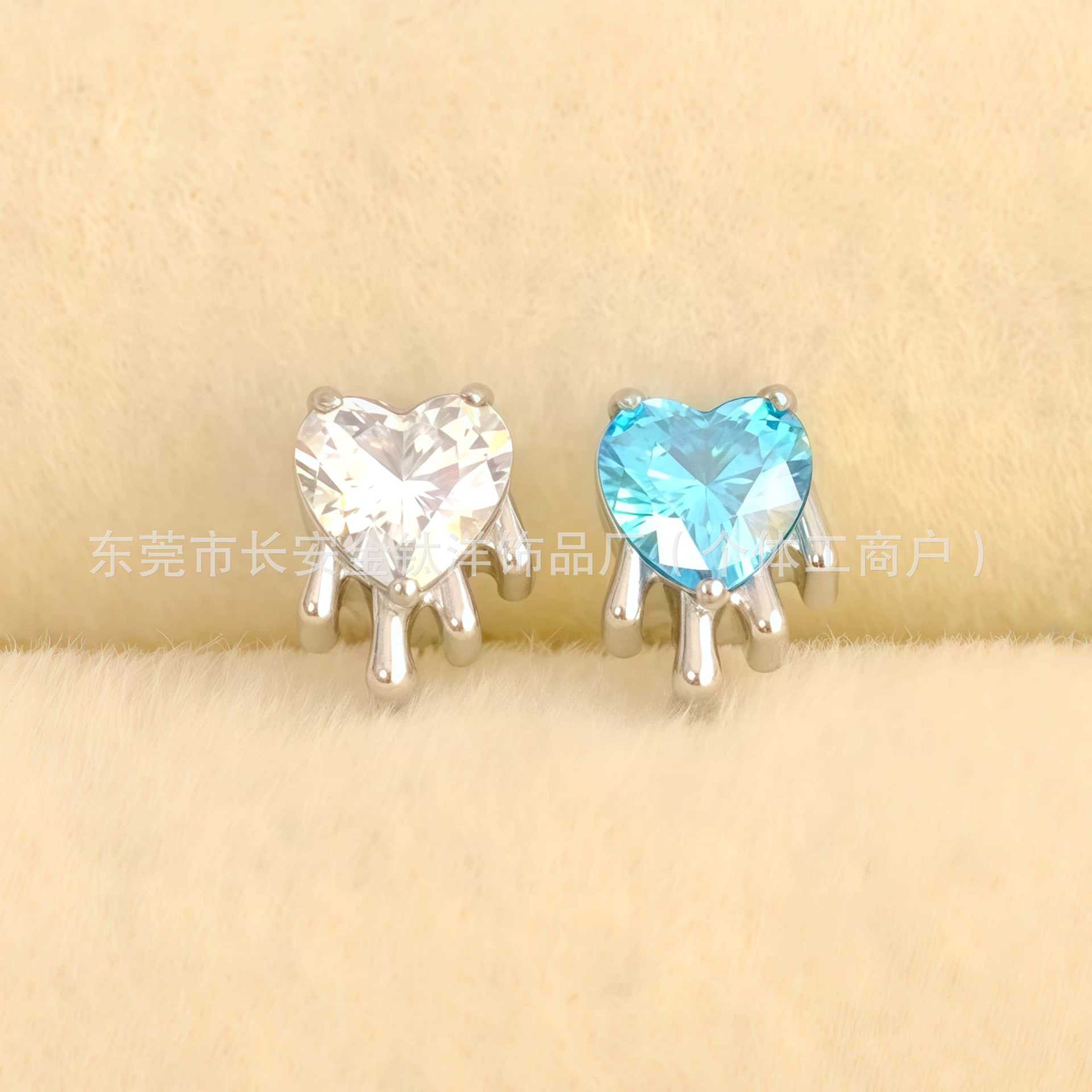 F136 Titanium Internal Thread Liquid Heart Earrings Lip Nails Nose Nails Ear Bone Nails G23 Titanium Alloy Body Piercing Jewelry - Image 4