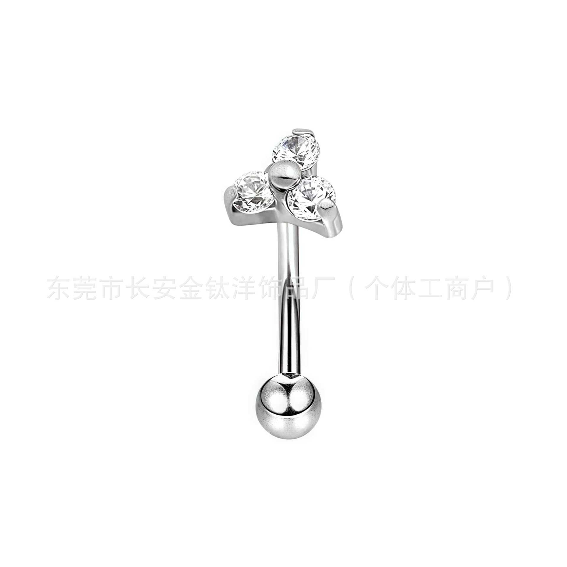 F136 Titanium Triangle Flower Curved Rook Nail Earring - G23 Titanium Alloy Body Piercing Jewelry - Image 4