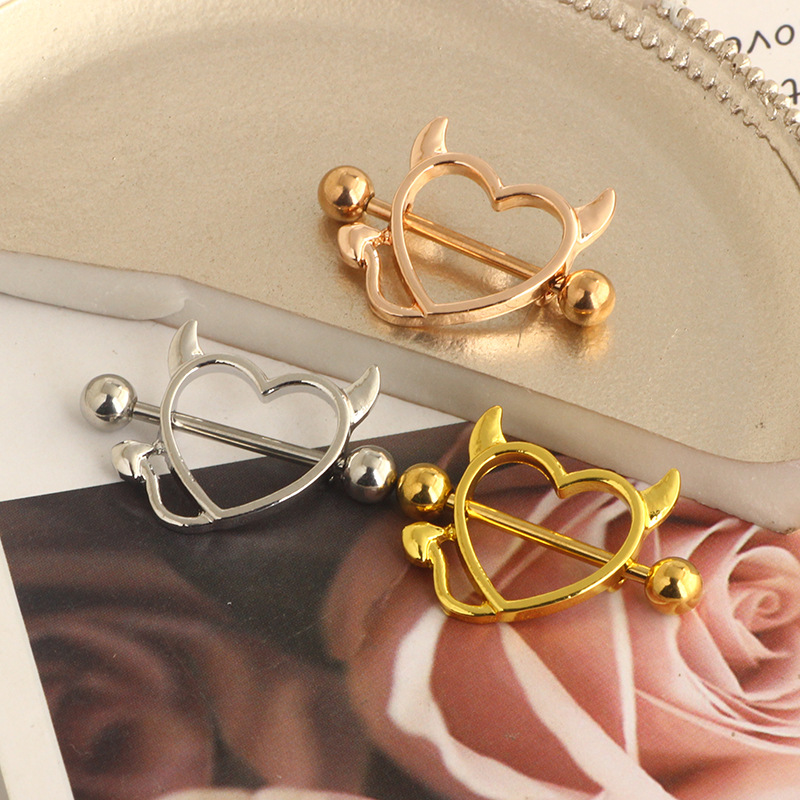 2022 Horn Monster Heart Breast Ring Stainless Steel Milk Ornaments Wholesale Fun Body Piercing Jewelry - Image 2