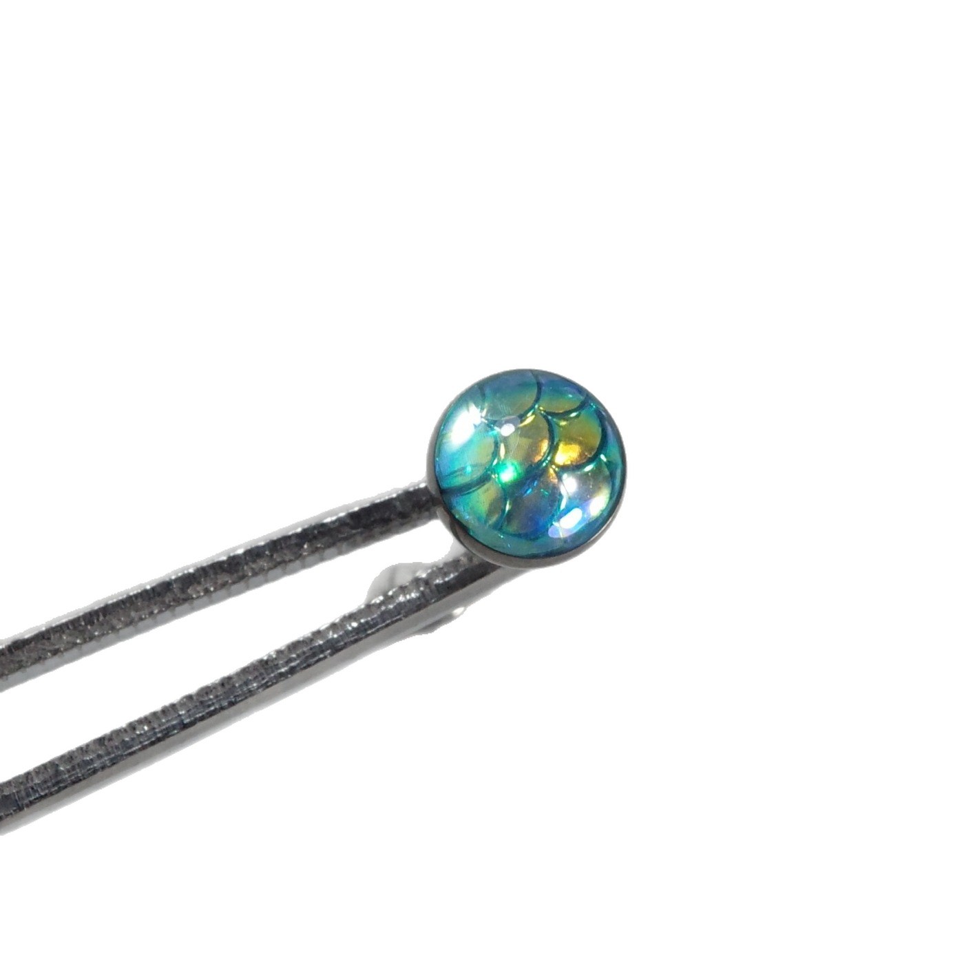 F136 Titanium Tongue Piercing - Dazzling Polarized Blue Fish Scale Tongue Barbell, Internally Threaded Titanium Alloy Tongue Ring for Drinking - Image 5