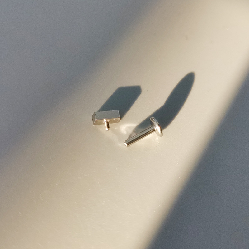 G23 Titanium Diamond Lip Labret Stud Internal Thread 1.2mm (16G) 5-12mm Flat Bottom Rod Piercing Jewelry F136 - Image 2