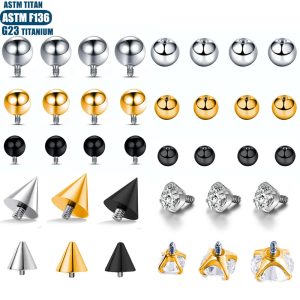 0.9mm F136 Titanium Pointed Cone Ball Zircon Head External Thread Eyebrow Barbell Replacement Part