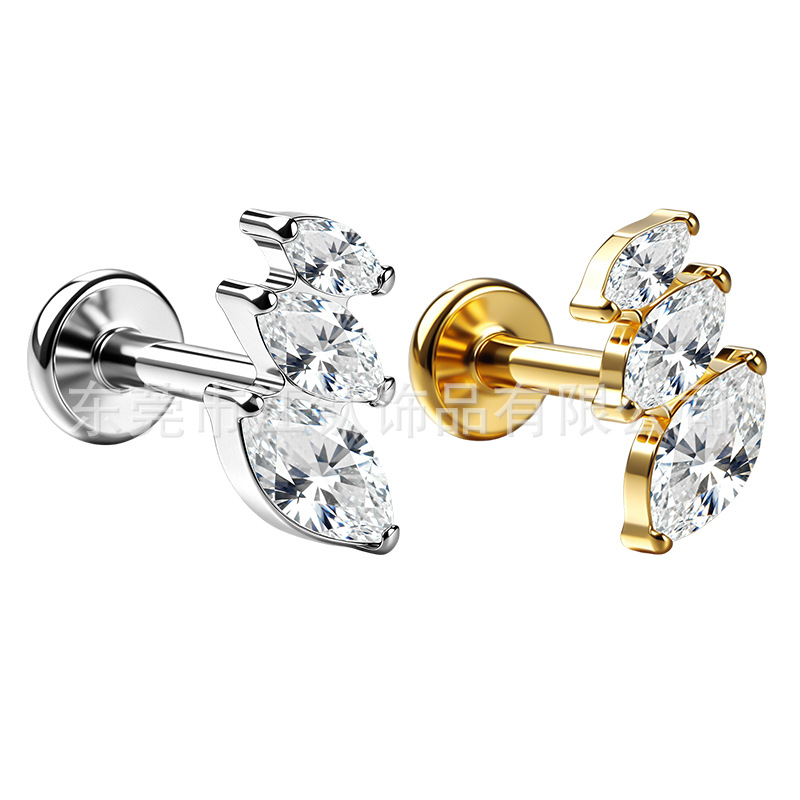 G23 Titanium Gold Plated Horse Eye Shape Cartilage Ear Stud F136 Piercing Jewelry - Image 5