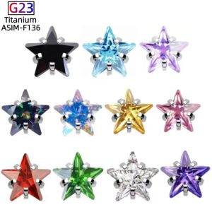 G23 Titanium Star Zircon Ear Cartilage Stud Lip Nail Piercing Jewelry Fashion Ear Accessories