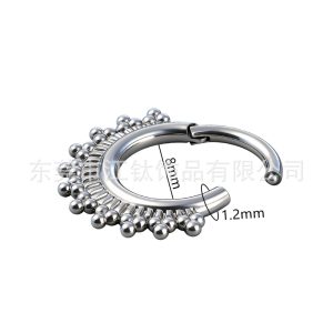 G23 Titanium Nose Stud with Welded Beads 3D Cross Nose Ring Hoop Body Piercing Jewelry
