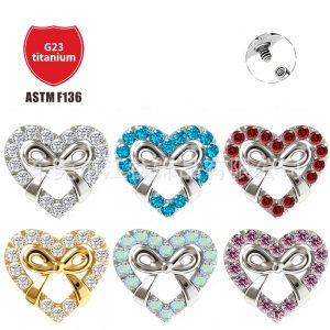 G23 Titanium Alloy Heart Shape CZ Ear Cartilage Stud Earring with Zircon Decoration - 1.2x10mm