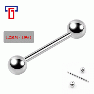 G23 Titanium 16G Externally Threaded Straight Barbell with Double Ball Ends for Tongue Nipple Piercing Jewelry