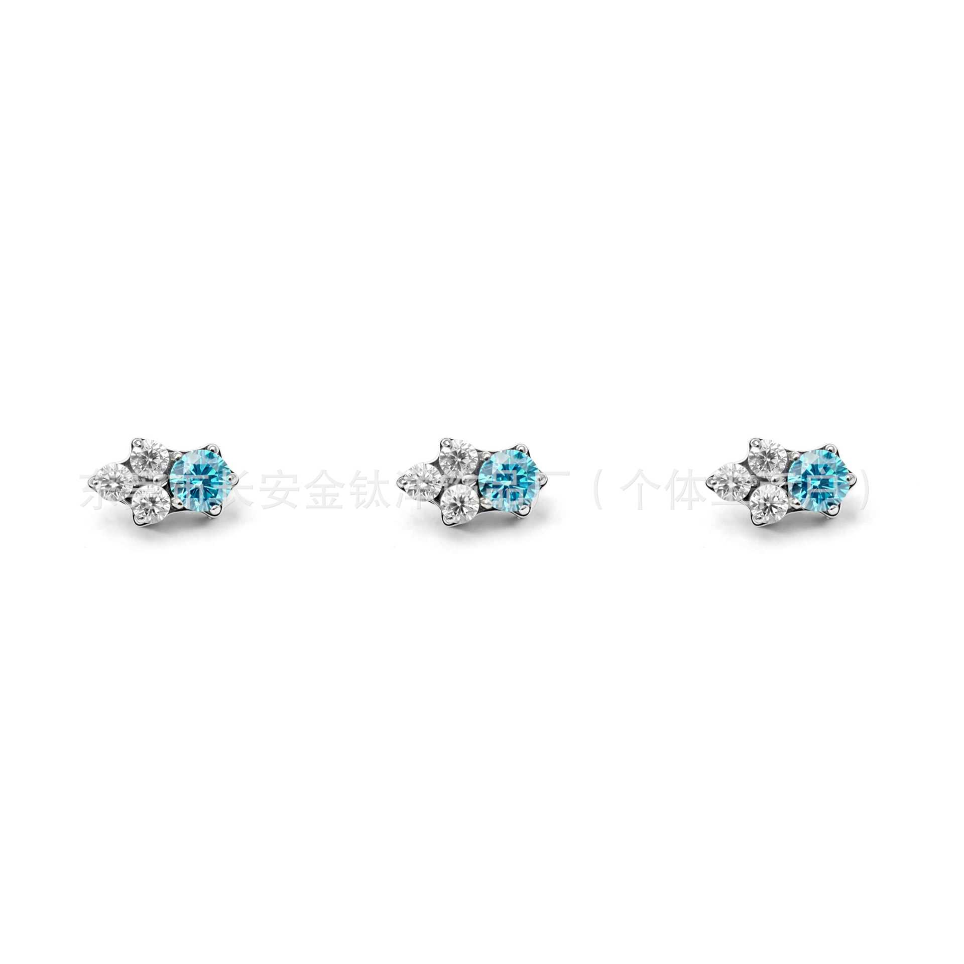 F136 Titanium Irregular Water Drop Earrings with Zircon Inlay, Lip Studs, Ear Bone Studs, Body Piercing Jewelry - Image 3