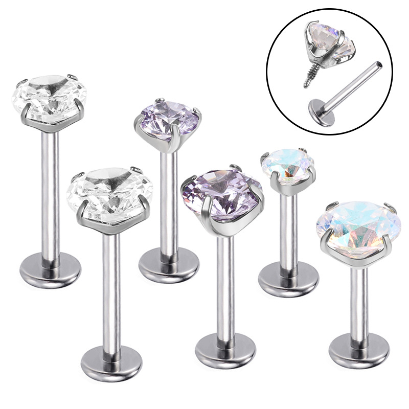 Customized Long Tooth Style G23 Titanium Alloy 5A Zircon Lip Nail F136 Tongue Nail Lip Ornament Ear Nail Piercing Jewelry - Image 3