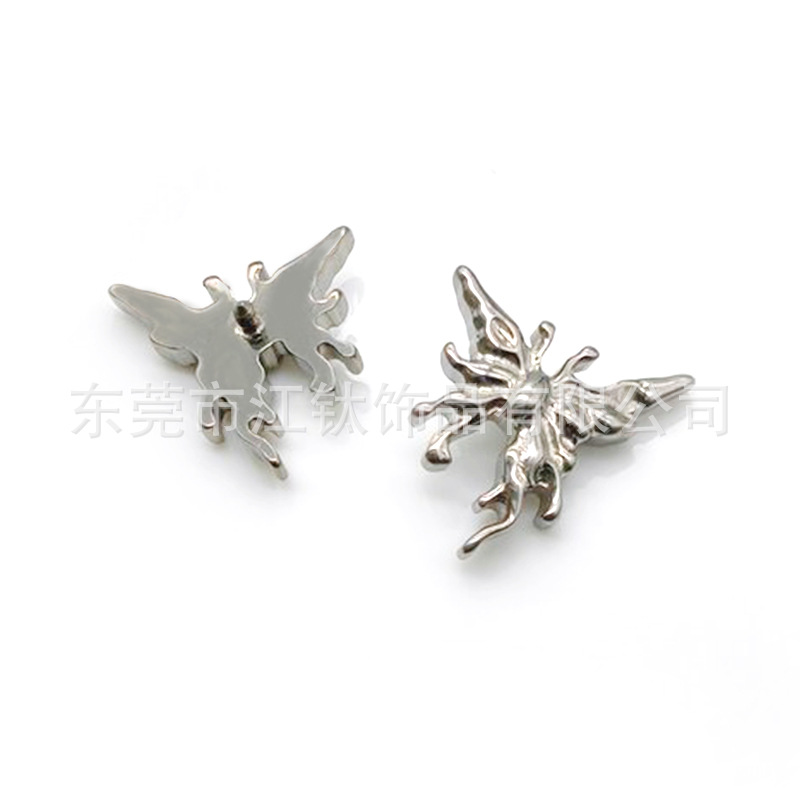 G23 Titanium Butterfly Cartilage Stud Earring Gold 14G 12mm Labret Flat Back Piercing Jewelry - Image 4