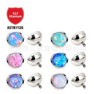 G23 Titanium Opal Ear Bone Stud - ASTM F136 Titanium Alloy Earrings for Cartilage, Helix, Tragus, Lip