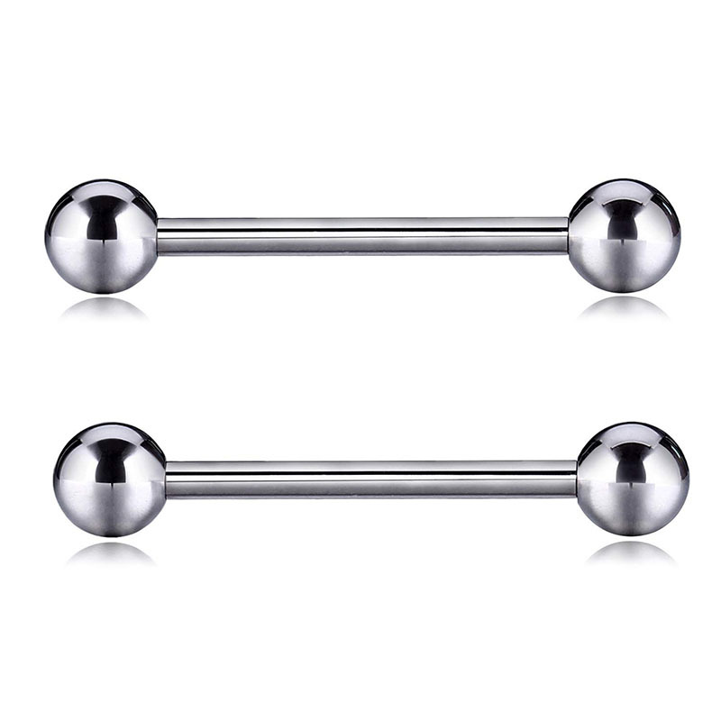 G23 Titanium Internally Threaded Tongue Barbell Double Round Ball Straight Bar Tongue Ring F136 Alloy Piercing Jewelry - Image 5