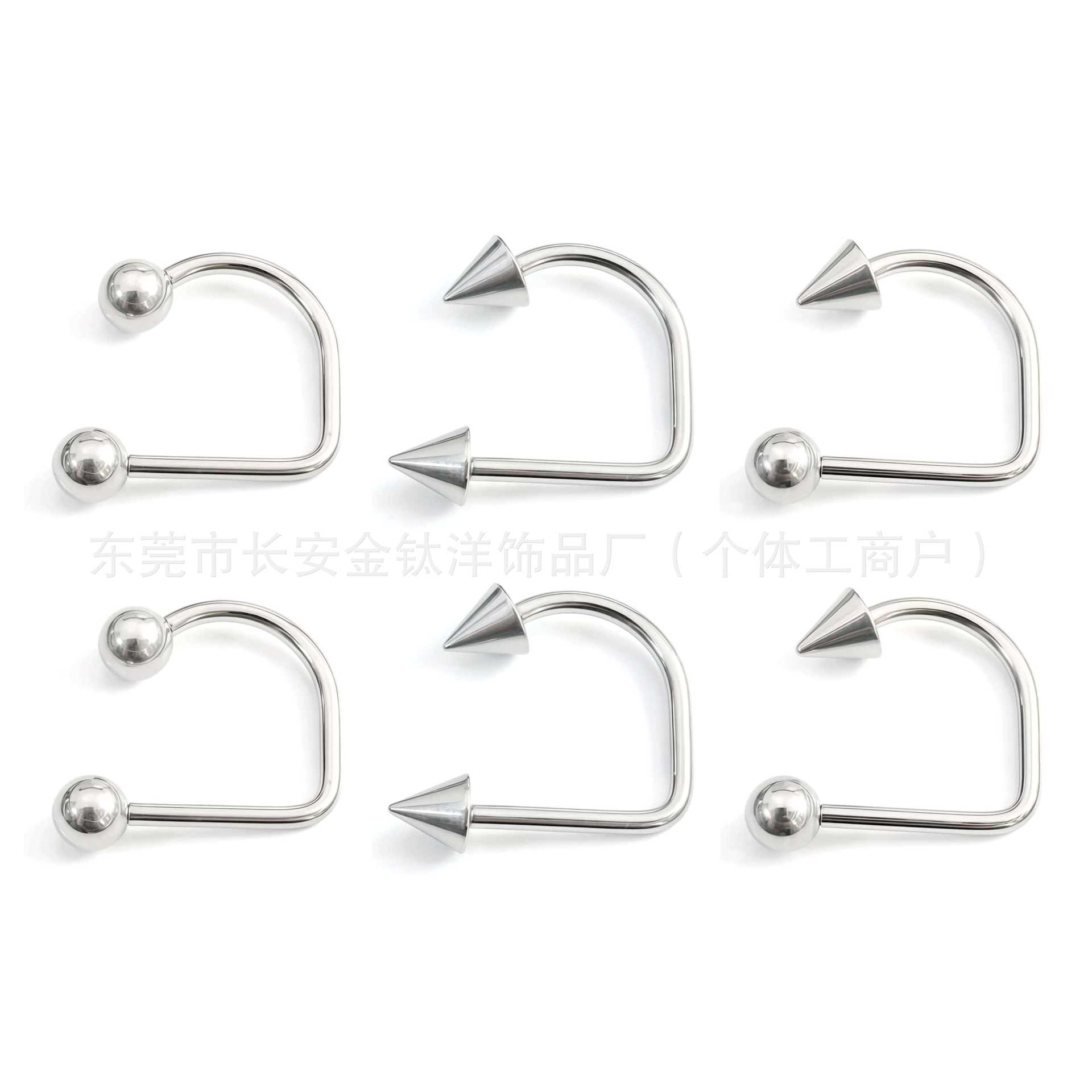 F136 Titanium Internal Thread D-Shaped Lip Ring, U-Shaped Horseshoe Earrings, G23 Titanium Alloy Body Piercing Jewelry - Image 5