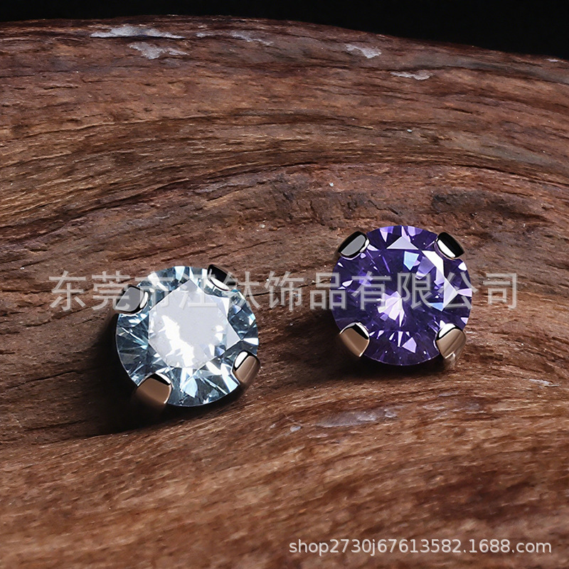 G23 Titanium Alloy Four-Claw Zircon Earring Cartilage Piercing Jewelry ASTM F136 - Image 3