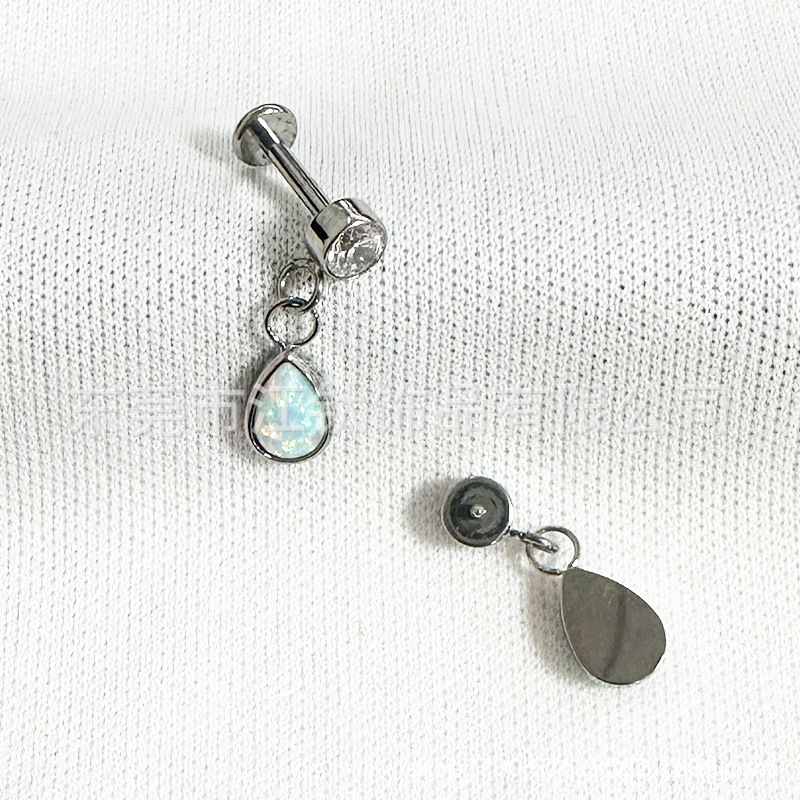 Opal Pear G23 Titanium Water Drop Stud Earrings Set - Cartilage Ear Bone Stud Body Piercing Jewelry - Image 3