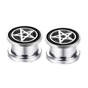 Stainless Steel Auricle Five-Pointed Star Channel Ear Expansion Earrings Body Piercing Jewelry for Ebay Amazon