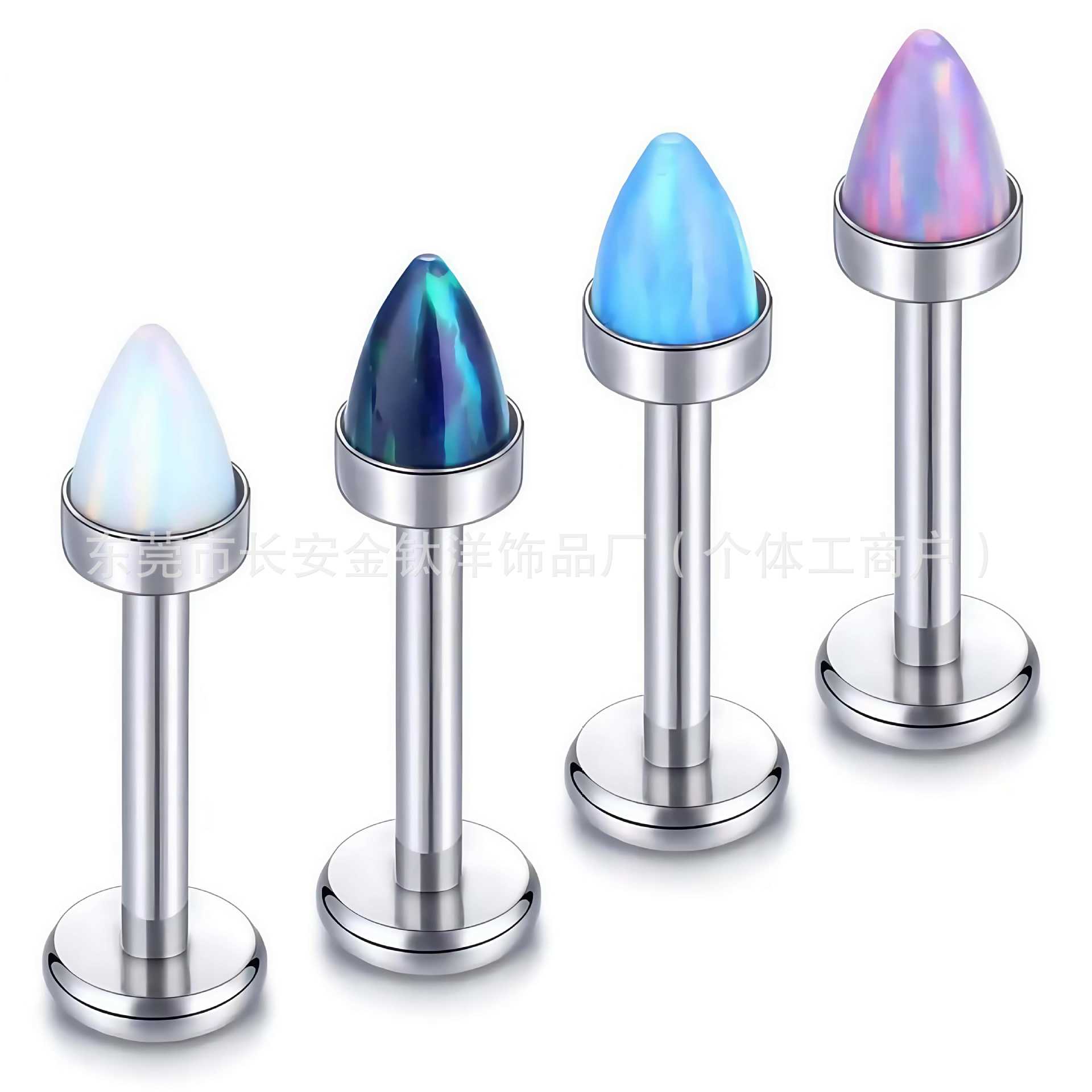 F136 Titanium Internal Thread Pointed Opal Nose Nail Lip Nail Ear Bone Nail Body Piercing Jewelry - Image 2