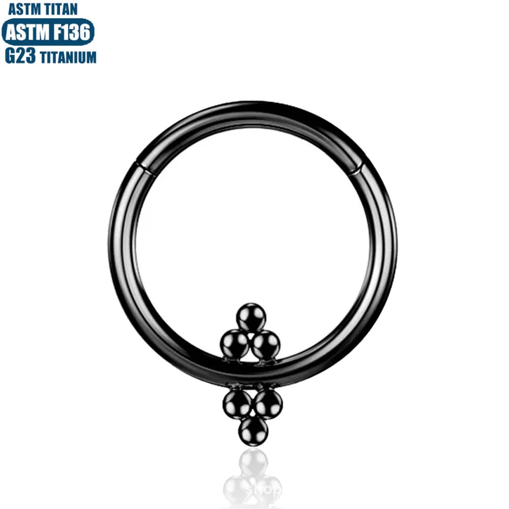 G23 Titanium Nose Ring with Welded Ball, Implantable Ear Cartilage Septum Earring for Women, Conch Shape - Image 3