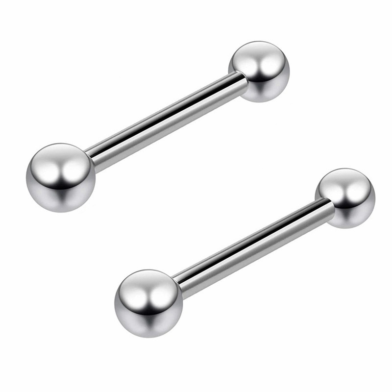 F136 Titanium Alloy Double-Headed External Tooth Straight Rod Ball Eyebrow Ring G23 Tongue Nail Ear Bone Nail Piercing Jewelry - Image 4
