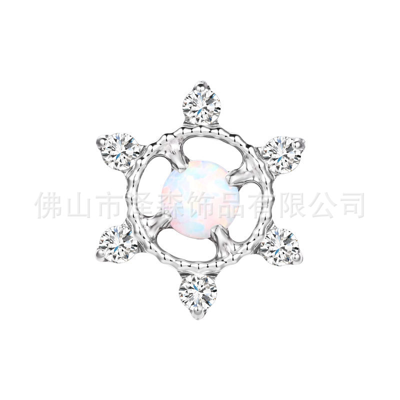 F136 Titanium Opal Snowflake Stud Earring Saturn Cartilage Dangle Earrings Jewelry - Image 5