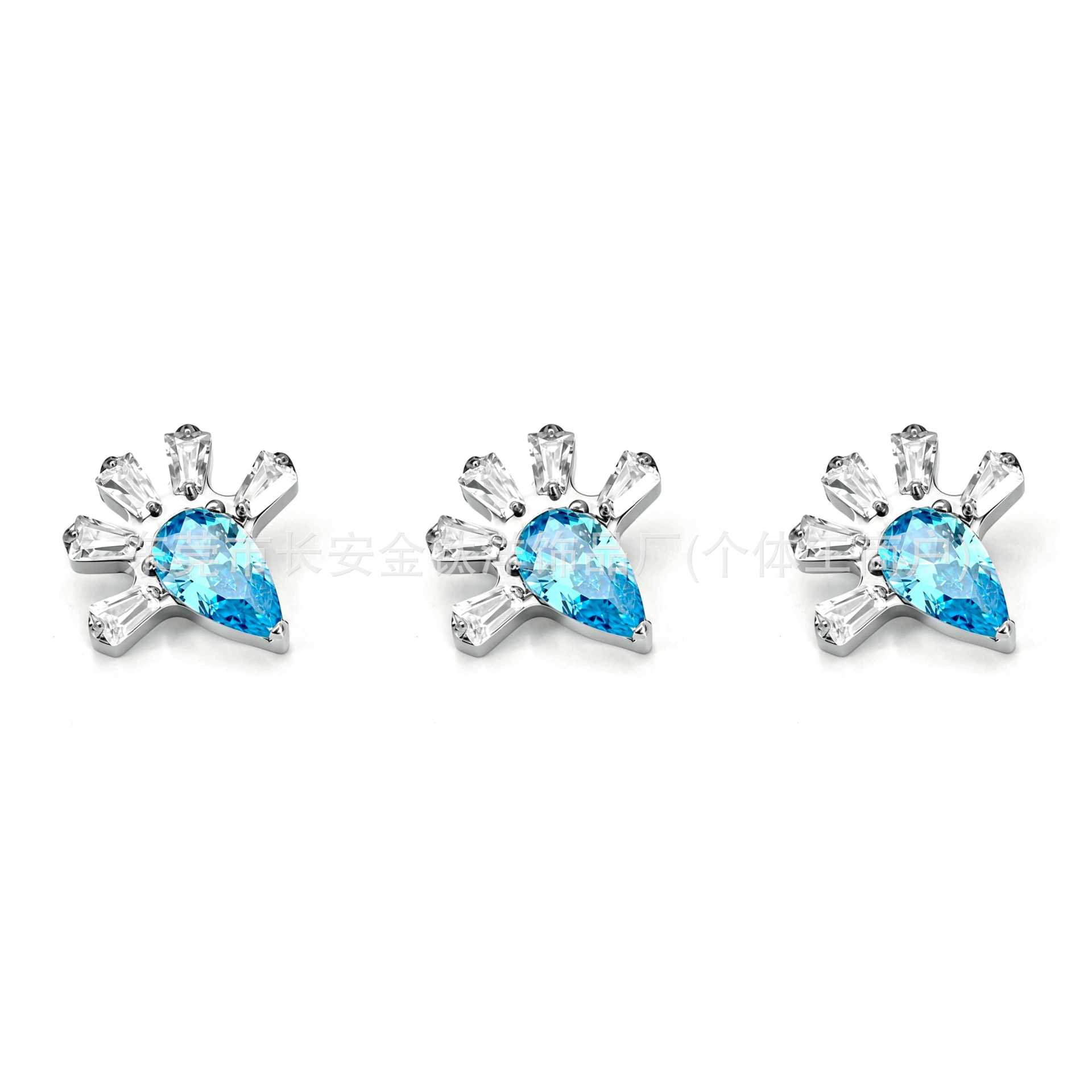 F136 Titanium Water Drop Flower Zircon Lip Stud Ear Bone Stud G23 Titanium Alloy Body Piercing Jewelry - Image 3