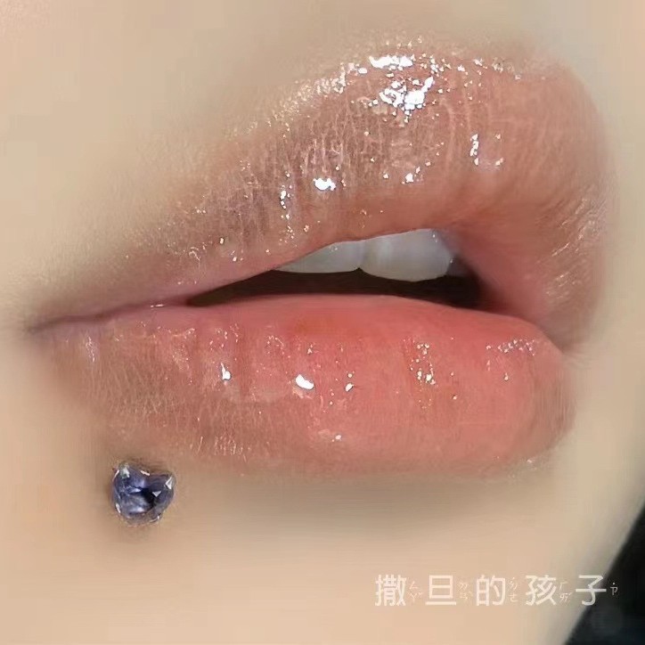 Love Zircon Purple Heart Labret Lip Ring 12mm Bar 1.2mm Gauge Internal Thread 316L Surgical Steel - Image 5