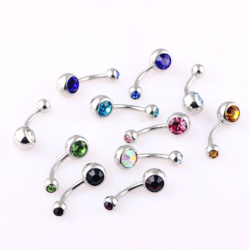 Gold Diamond Belly Button Ring Stainless Steel Navel Jewelry Dangle Stud Ear Bone Earrings Wholesale - Image 2
