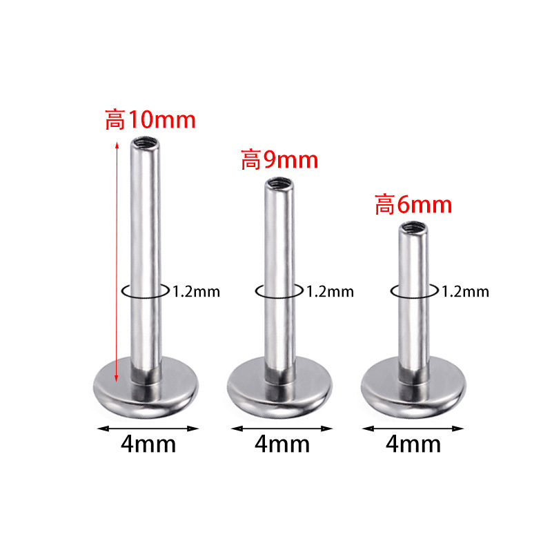 Customized G23 Titanium Internally Threaded Lip Nail Rod 16G (1.2mm) Flat Bottom Labret Stud for Tongue Ear Piercing - Image 5